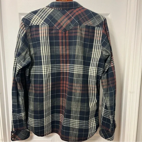 DIESEL Industry Men’s XXL Plaid Pearl Snap Button-Up Long Sleeve Shirt Cotton - Picture 6 of 12